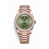 Replica Rolex Day-Date 40 18 ct Everose gold 228345RBR Olive green Dial Watch m228345rbr-0011