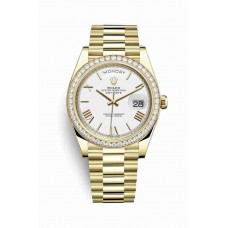 Replica Rolex Day-Date 40 18 ct yellow gold 228348RBR White Dial Watch m228348rbr-0034