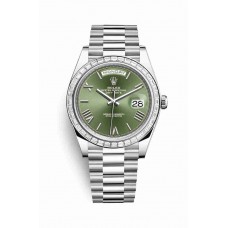 Replica Rolex Day-Date 40 Platinum 228396TBR Olive green Dial Watch m228396tbr-0020