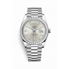 Replica Rolex Day-Date 40 Platinum 228396TBR Silver stripe motif Dial Watch m228396tbr-0022