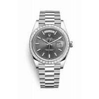 Replica Rolex Day-Date 40 Platinum 228396TBR Dark rhodium stripe motif Dial Watch m228396tbr-0023