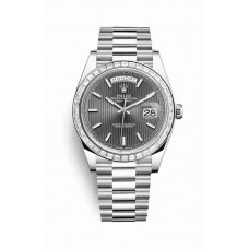 Replica Rolex Day-Date 40 Platinum 228396TBR Dark rhodium stripe motif Dial Watch m228396tbr-0023