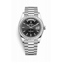 Replica Rolex Day-Date 40 Platinum 228396TBR Black Dial Watch m228396tbr-0024