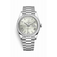 Replica Rolex Day-Date 40 Platinum 228396TBR Silver quadrant motif Dial Watch m228396tbr-0025