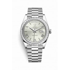 Replica Rolex Day-Date 40 Platinum 228396TBR Silver quadrant motif Dial Watch m228396tbr-0025