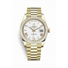 Replica Rolex Day-Date 40 18 ct yellow gold 228398TBR White Dial Watch m228398tbr-0033