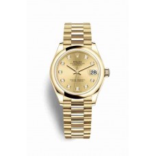 Replica Rolex Datejust 31 18 ct yellow gold 278248 Champagne-colour set diamonds Dial Watch m278248-0014