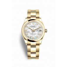 Replica Rolex Datejust 31 18 ct yellow gold 278248 White mother-of-pearl set diamonds Dial Watch m278248-0015