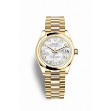 Replica Rolex Datejust 31 18 ct yellow gold 278248 White mother-of-pearl set diamonds Dial Watch m278248-0016