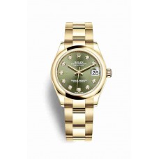 Replica Rolex Datejust 31 18 ct yellow gold 278248 Olive green set diamonds Dial Watch m278248-0017