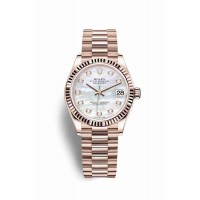 Replica Rolex Datejust 31 18 ct Everose gold 278275 White mother-of-pearl set diamonds Dial Watch m278275-0009