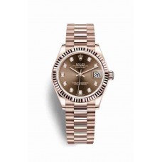 Replica Rolex Datejust 31 18 ct Everose gold 278275 Chocolate set diamonds Dial Watch m278275-0010