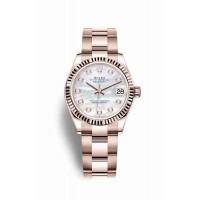 Replica Rolex Datejust 31 18 ct Everose gold 278275 White mother-of-pearl set diamonds Dial Watch m278275-0016