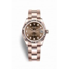 Replica Rolex Datejust 31 18 ct Everose gold 278275 Chocolate set diamonds Dial Watch m278275-0017