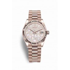 Replica Rolex Datejust 31 18 ct Everose gold 278275 Paved mother-of-pearl butterfly Dial Watch m278275-0021