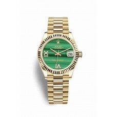 Replica Rolex Datejust 31 18 ct yellow gold 278278 Malachite set diamonds Dial Watch m278278-0004