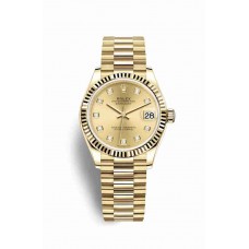 Replica Rolex Datejust 31 18 ct yellow gold 278278 Champagne-colour set diamonds Dial Watch m278278-0009