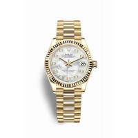 Replica Rolex Datejust 31 18 ct yellow gold 278278 White mother-of-pearl set diamonds Dial Watch m278278-0010