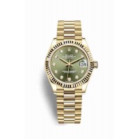 Replica Rolex Datejust 31 18 ct yellow gold 278278 Olive green set diamonds Dial Watch m278278-0011