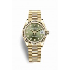 Replica Rolex Datejust 31 18 ct yellow gold 278278 Olive green set diamonds Dial Watch m278278-0011