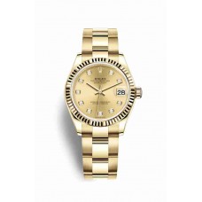 Replica Rolex Datejust 31 18 ct yellow gold 278278 Champagne-colour set diamonds Dial Watch m278278-0016