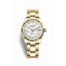 Replica Rolex Datejust 31 18 ct yellow gold 278278 White mother-of-pearl set diamonds Dial Watch m278278-0017