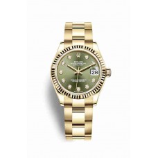 Replica Rolex Datejust 31 18 ct yellow gold 278278 Olive green set diamonds Dial Watch m278278-0018