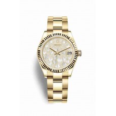 Replica Rolex Datejust 31 18 ct yellow gold 278278 Paved mother-of-pearl butterfly Dial Watch m278278-0021