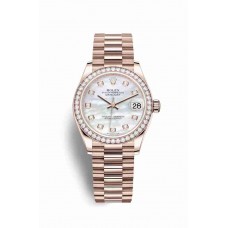 Replica Rolex Datejust 31 18 ct Everose gold 278285RBR White mother-of-pearl set diamonds Dial Watch m278285rbr-0005