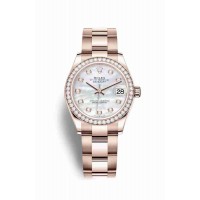 Replica Rolex Datejust 31 18 ct Everose gold 278285RBR White mother-of-pearl set diamonds Dial Watch m278285rbr-0011