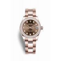 Replica Rolex Datejust 31 18 ct Everose gold 278285RBR Chocolate set diamonds Dial Watch m278285rbr-0012