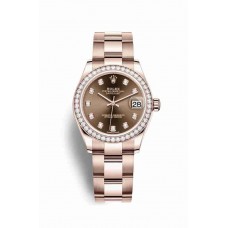 Replica Rolex Datejust 31 18 ct Everose gold 278285RBR Chocolate set diamonds Dial Watch m278285rbr-0012