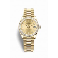 Replica Rolex Datejust 31 18 ct yellow gold 278288RBR Champagne-colour set diamonds Dial Watch m278288rbr-0005