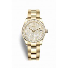 Replica Rolex Datejust 31 18 ct yellow gold 278288RBR Paved mother-of-pearl butterfly Dial Watch m278288rbr-0010