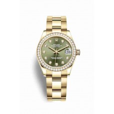 Replica Rolex Datejust 31 18 ct yellow gold 278288RBR Olive green set diamonds Dial Watch m278288rbr-0014