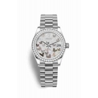 Replica Rolex Datejust 31 18 ct white gold 278289RBR Paved mother-of-pearl butterfly Dial Watch m278289rbr-0008