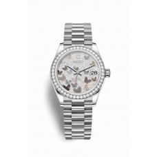 Replica Rolex Datejust 31 18 ct white gold 278289RBR Paved mother-of-pearl butterfly Dial Watch m278289rbr-0008