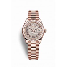 Replica Rolex Datejust 28 18 ct Everose gold 279135RBR Diamond-paved Dial Watch m279135rbr-0021