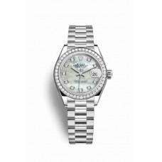 Replica Rolex Datejust 28 Platinum 279136RBR White mother-of-pearl set diamonds Dial Watch m279136rbr-0008