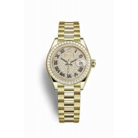 Replica Rolex Datejust 28 18 ct yellow gold 279138RBR Diamond-paved Dial Watch m279138rbr-0029