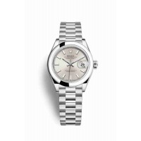 Replica Rolex Datejust 28 Platinum 279166 Silver Dial Watch m279166-0006