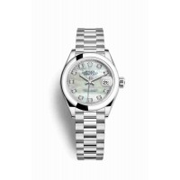 Replica Rolex Datejust 28 Platinum 279166 White mother-of-pearl set diamonds Dial Watch m279166-0008