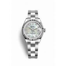 Replica Rolex Datejust 28 White Rolesor Oystersteel 18 ct white gold 279174 White mother-of-pearl set diamonds Dial Watch m279174-0010