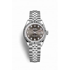 Replica Rolex Datejust 28 White Rolesor Oystersteel 18 ct white gold 279174 Dark grey set diamonds Dial Watch m279174-0015