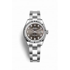 Replica Rolex Datejust 28 White Rolesor Oystersteel 18 ct white gold 279174 Dark grey set diamonds Dial Watch m279174-0016