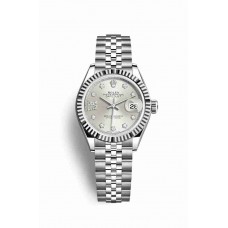 Replica Rolex Datejust 28 White Rolesor Oystersteel 18 ct white gold 279174 Silver set diamonds Dial Watch m279174-0021