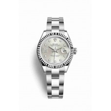 Replica Rolex Datejust 28 White Rolesor Oystersteel 18 ct white gold 279174 Silver set diamonds Dial Watch m279174-0022