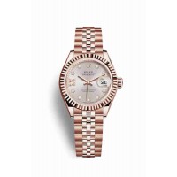 Replica Rolex Datejust 28 18 ct Everose gold 279175 Sundust set diamonds Dial Watch m279175-0006