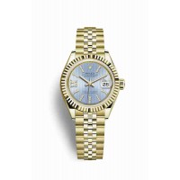 Replica Rolex Datejust 28 18 ct yellow gold 279178 Cornflower blue set diamonds Dial Watch m279178-0010