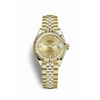 Replica Rolex Datejust 28 18 ct yellow gold 279178 Champagne-colour set diamonds Dial Watch m279178-0024